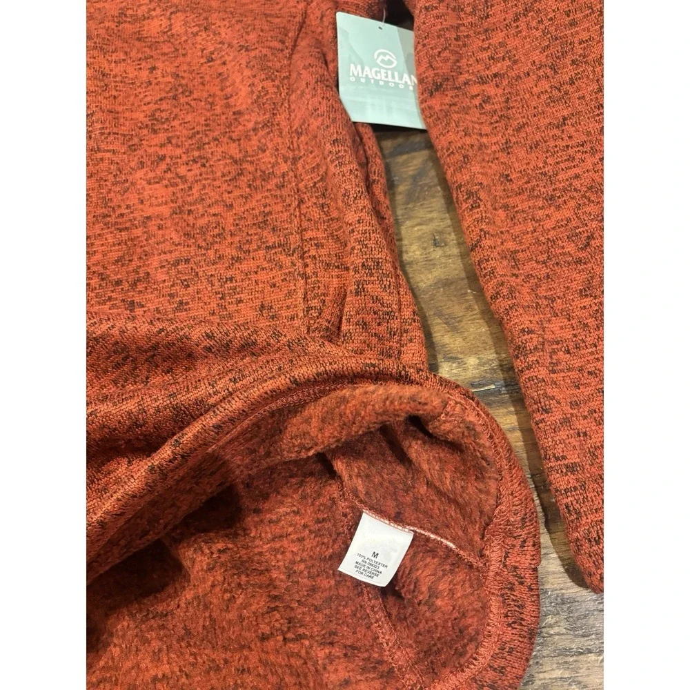 NWT Magellan Fishing Quarter Zip Men's Large Orange Fleece Pullover Sweatshirt‎